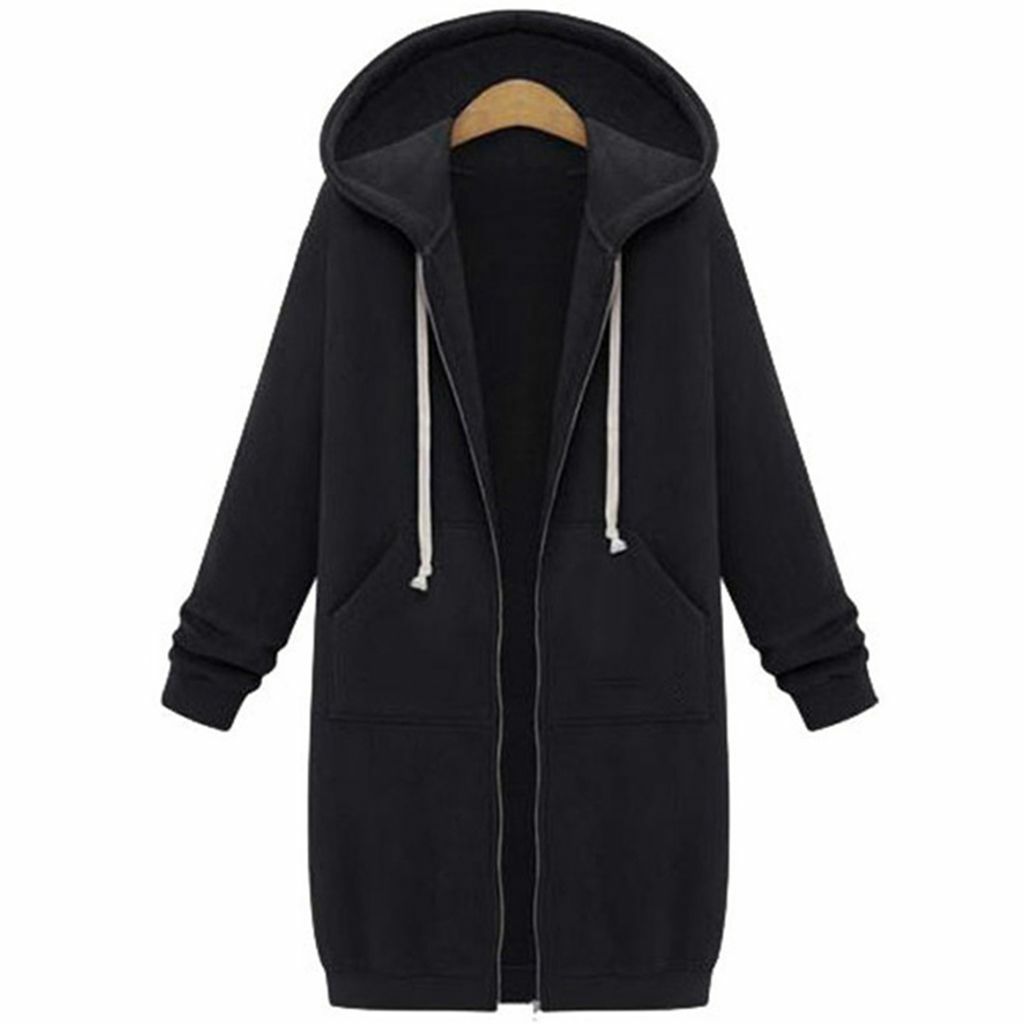 Womens Winter Zipper Hoodie Sweater Hooded Long Jacket Sweatshirt Coat Plus  Size | eBay