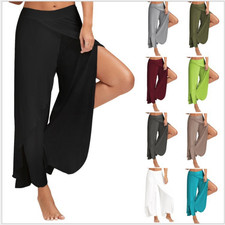 Women's Solid Color Loose Sports Fitness Thin Yoga Cotton Wide Leg Pants