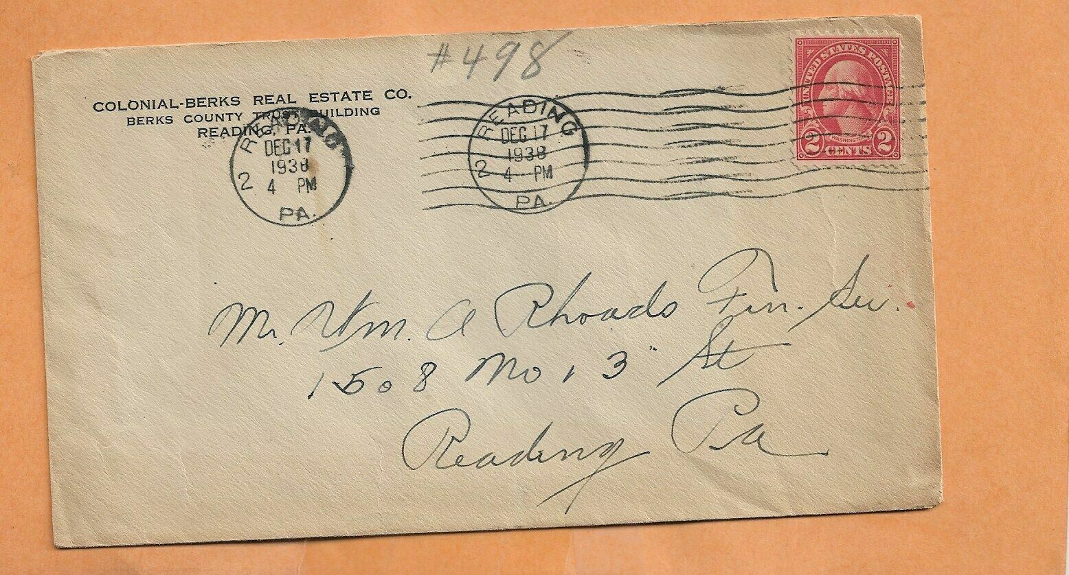 COLONIAL BERKS REAL ESTATE CO 1938 READING PA VINTAGE ADVERTISING COVER **  | eBay