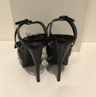 YVES SAINT LAURENT BLACK PATENT LEATHER BOW TRIBUTE 105 SANDALS SZ 37 GORGEOUS — photo 4