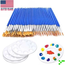 60 PC Paint Brushes 5 Pallets Set Classroom Painting for Watercolour Oil Acrylic