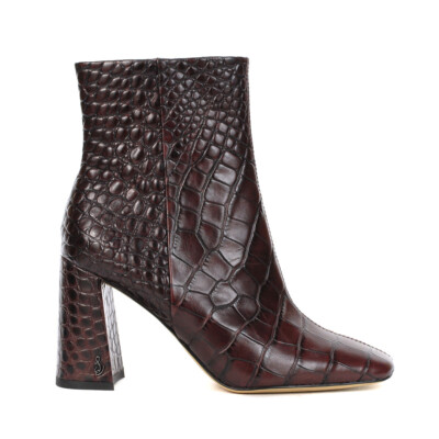 Sam Edelman Codie Bordeaux Crocodile Leather Heel Dress Booties H2899S5601  | eBay
