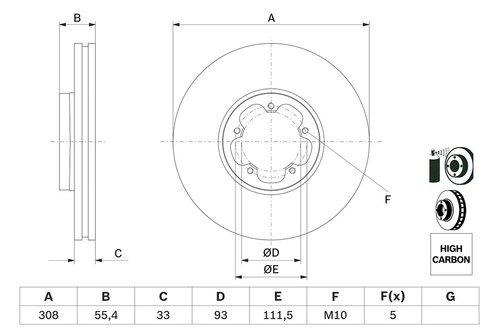 Disques de frein Bosch BD2791 à haute dissipation thermique pour l'arrière
