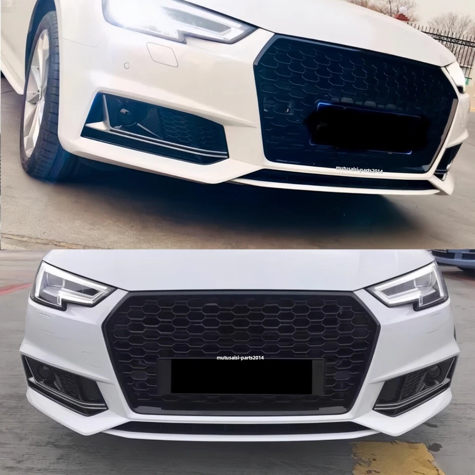 Fits 2017-2019 AUDI A4 S4 B9 Front Grill Grille Honeycomb Glossy Black RS4 Style Foto 3 de 4