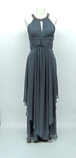 Eliza J Embellished Tiered Chiffon Halter Gown (size 4) Charcoal Grey