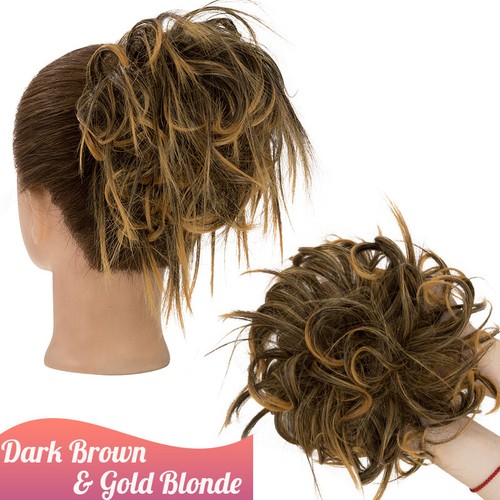 UK.LARGE Curly Messy Bun Hair Piece Scrunchie Thick Hair Updo Extension as Human - Picture 29 of 81