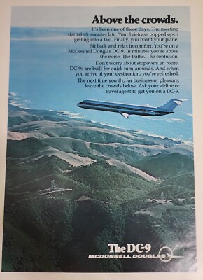 McDonnell Douglas DC 9 DC-9 Aircraft Plane Picture Magazine Ad Vtg Wall Art    