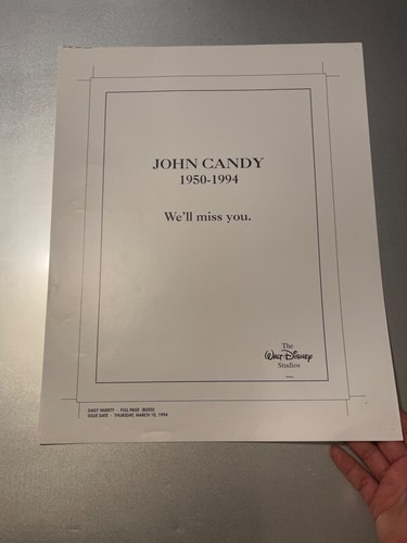 in Memory of John Candy Disney Test art Print Proof for Magazine Newspaper - Picture 2 of 4