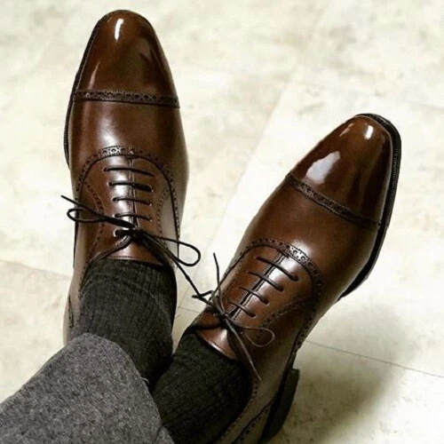 Handmade Brown Leather Formal Shoes Men Brown Leather Oxford