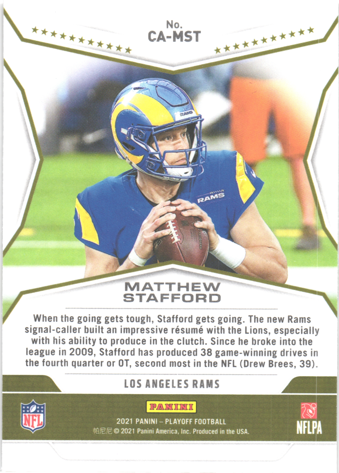 2021 Panini Playoff Call To Arms Matthew Stafford | eBay