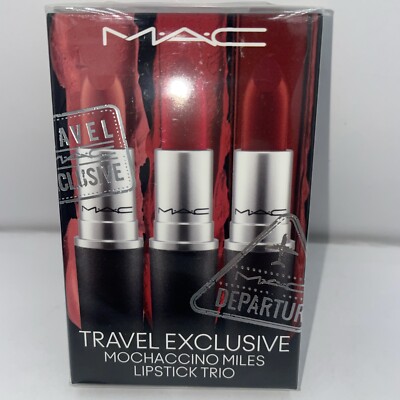New In Box Mochaccino Miles Lipstick Trio: Chili, Ruby Woo