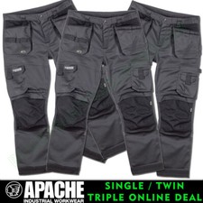 Apache ATS Work Trousers Grey / Black 3D  Stretch Straight Leg ALL SIZES