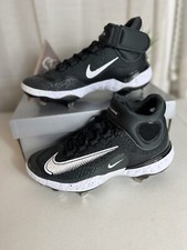Nike Alpha Huarache Elite 4 Mid Black Smoke Grey Metal Baseball Cleats Size 7