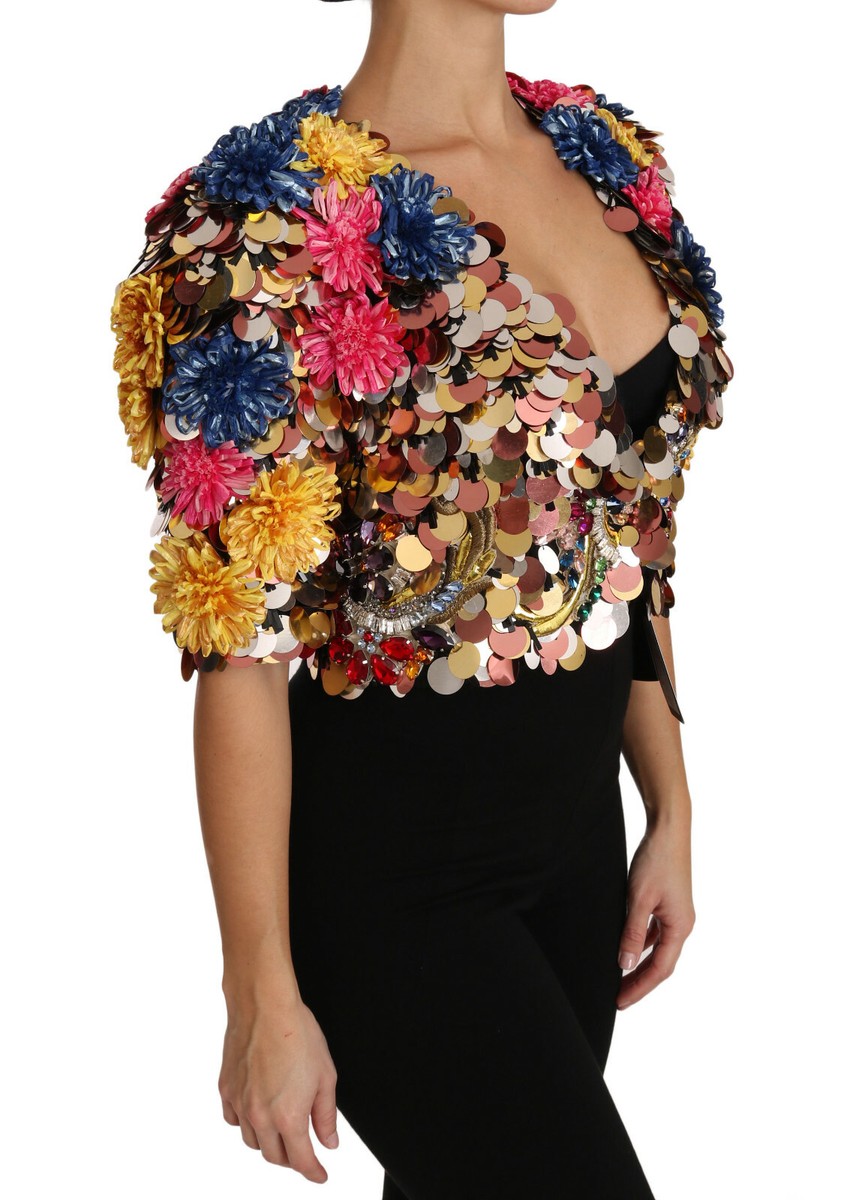 DOLCE &GABBANA ジャケット DOLCE & GABBANA Jacket Coat Crystal Sequined Floral IT36