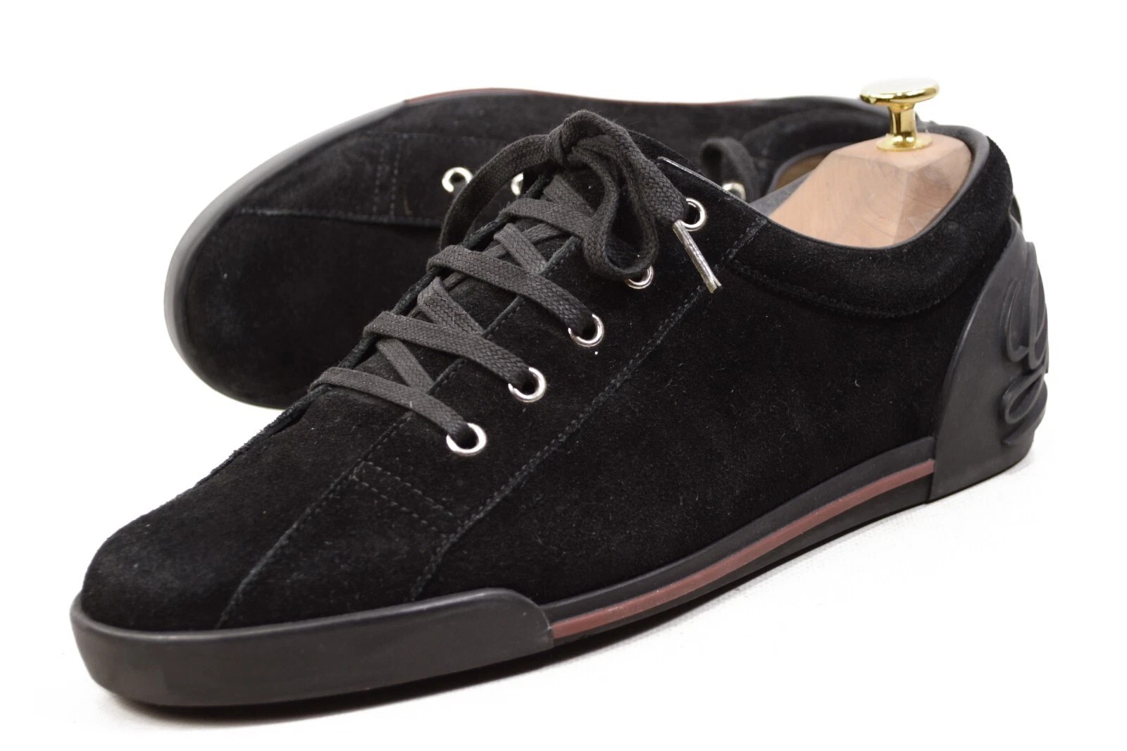 Baskets GUCCI vintage en daim noir GG 6,5UK /US7,5 chaussures hommes as authentiques