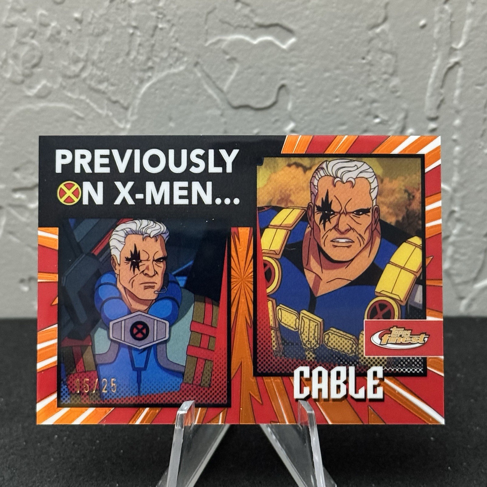 2025 Topps Finest X-Men 97 Cable #PO-10 Previously On X-Men Orange Refractor /25