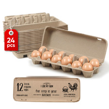 24 Pack Egg Cartons for 12 Eggs   Reusable Recycled Paper Pulp Containers