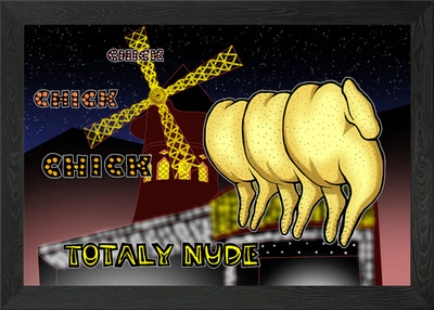 Hühner Striptease gerahmtes Wandbild Poster Leinwanddruck Bild