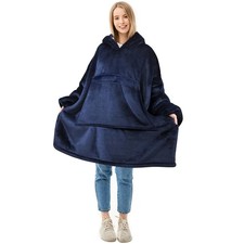 "Oversized Wearable Blanket Hoodie - Sherpa Sweatshirt with Pet Pocket, Cozy"