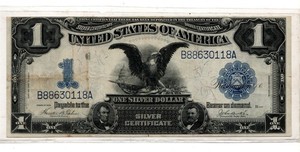 1899 $1 BLACK EAGLE SILVER CERTIFICATE TEEHEE-BURKE SIGS S/N B88630118A