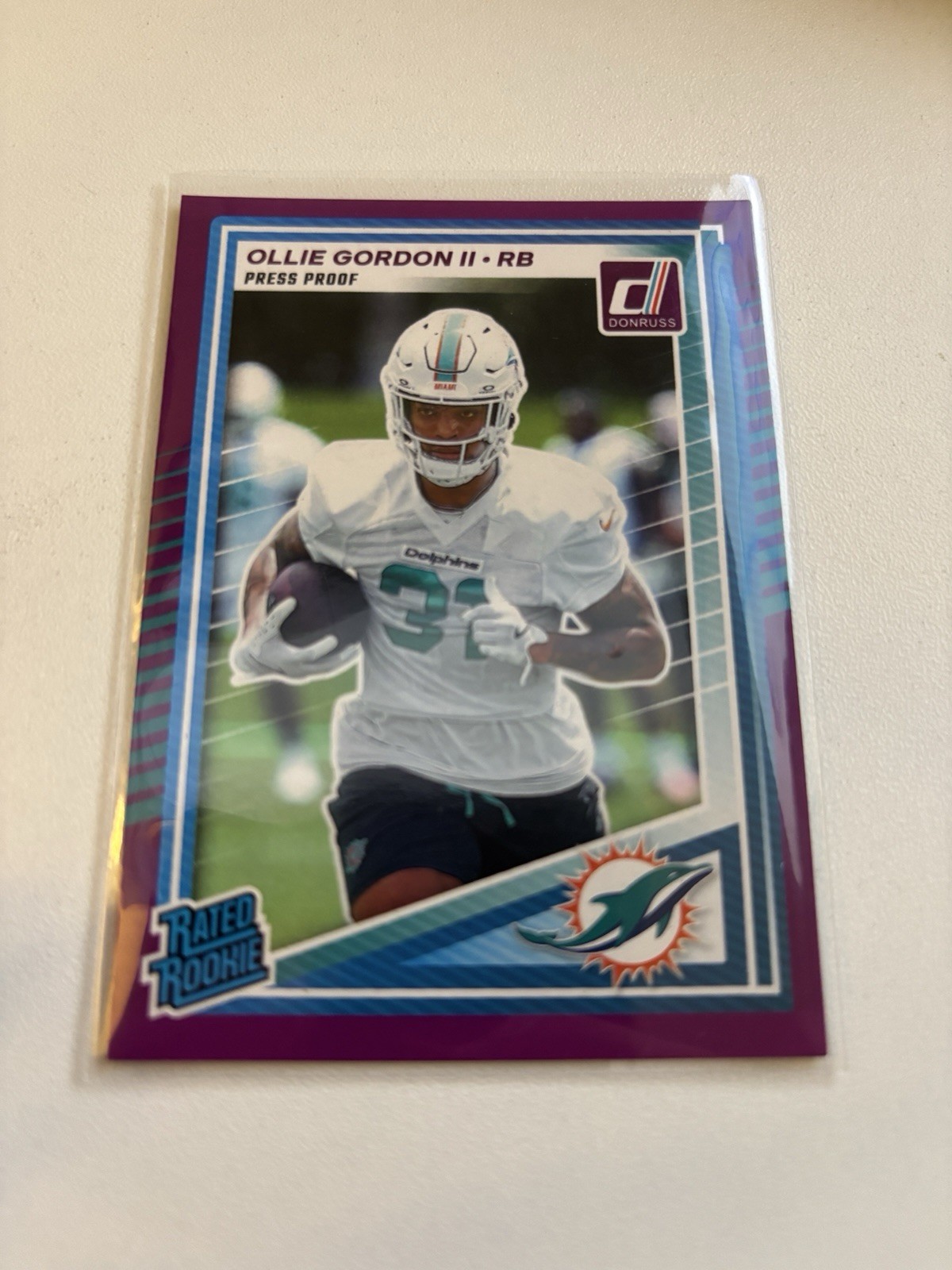 2025 Panini Donruss - Rated Rookie Ollie Gordon II #394 Purple Press Proof (RC)