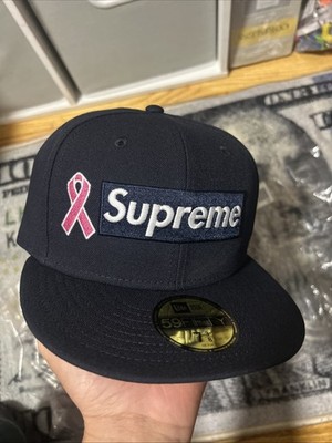 New Era Supreme Box Logo Breast Cancer Awareness Fitted Hat Size 7 3/8
