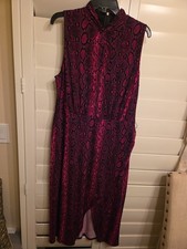 Michael Kors Hot Pink Snakeskin Women's Maxi Dress SZ XL 