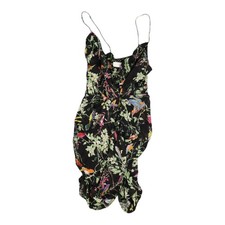 Zimmermann Dress Womens 2 Black Floral Spaghetti Strap V Neck Tie Waist Size 2