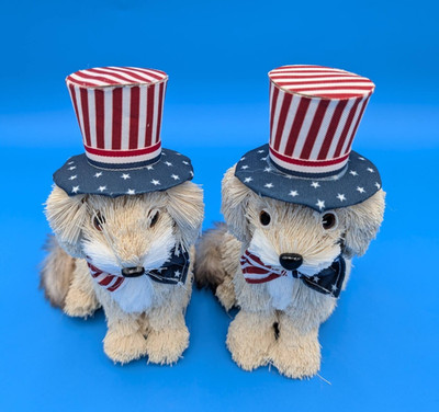 JoAnne American Patriotic Summer Decorative Sisel Dogs (2) NWT Orig $16