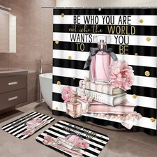 Woman Girl Inspirational Quotes Bathroom Set with Shower Curtain and Bath Rug...