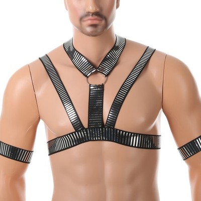 Herren Brustgeschirr Chest Harness Körperriemen Halter Elastische Party Clubwear