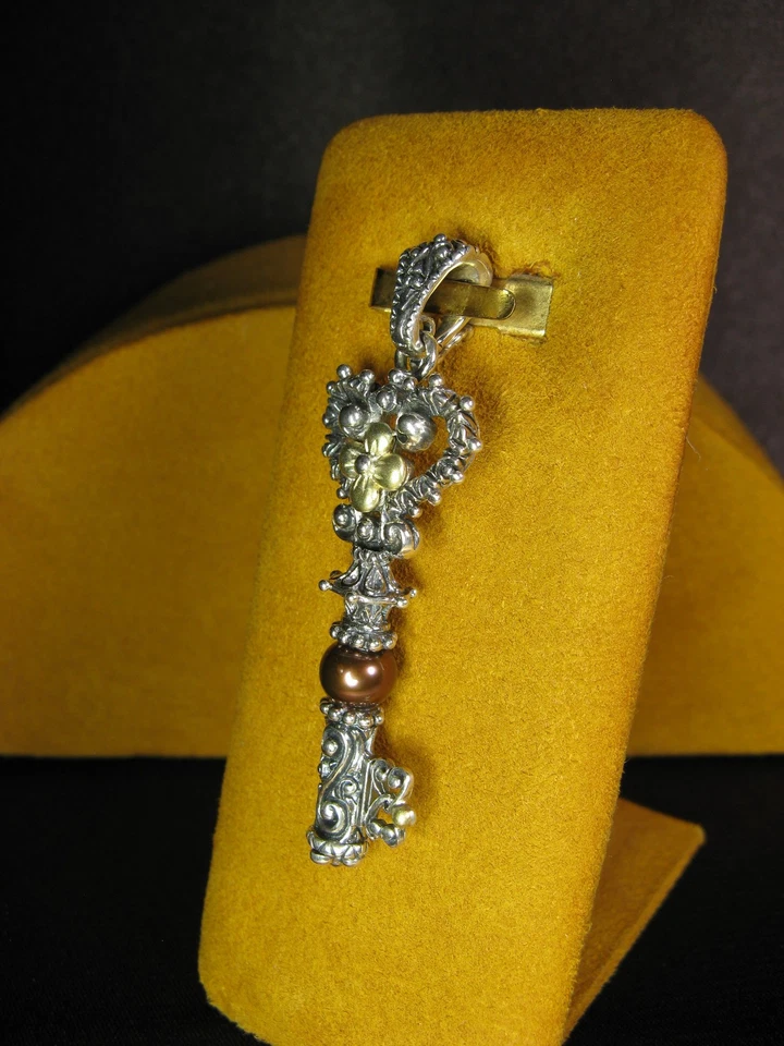 COLGANTE POTENCIADOR FLOR PERLA MARRÓN LLAVE BARBARA BIXBY Piedras Preciosas Talladas SS18 Regalo Foto 2 de 2
