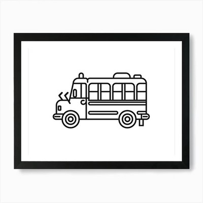 Schulbus Symbol Vektor Illustration gerahmtes Wandbild Poster Leinwanddruck Bild