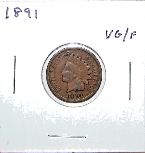 1891 US Indian Head Cent  VG Very Good Free Shipping