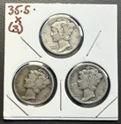 1935 S Mercury Dime’s 10C / 90% Silver Coins / (3) Total