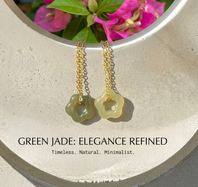 Natural Green Jade Flower Pendant Necklace Lucky Real Gemstone Jewelry Gift Her