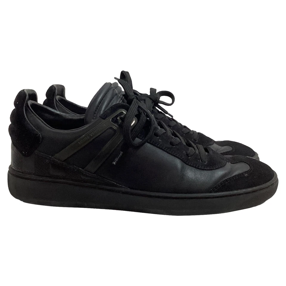 Louis Vuitton Logo Low-Top Sneakers In Leather And Suede Women Black Size 5.5