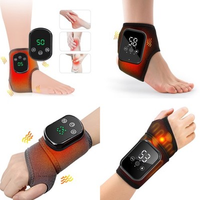 2026 Cordless Ankle/ Wrist Massager Heated Vibration Brace Wrap for Pain Relief