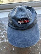 "New York " Baseball Cap Hat 90  s Blue Denim Look Adjustable