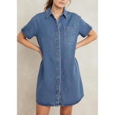 NWT SÉZANE Ana Denim Shirt Dress, Blue, FR40/US8