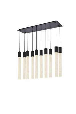 Elegant Lighting 2066D42 Weston 10 Light 42''W LED Crystal Linear - Black