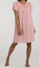 Miss Elaine Tricot Pink Embroidered Nightgown Womens Sz Small Nylon Granny