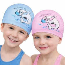 Kids Swim Cap PU Coated Waterproof Swimming Cap for Swim Lessons Training