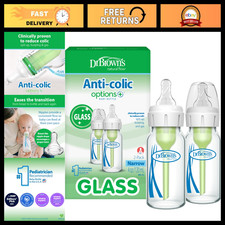 Anti-Colic Narrow Glass Baby Bottles, 4 oz, 2-Pack - BPA-Free, Easy Clean