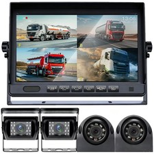 RV Backup Camera Rear View System 7" DVR Monitor Quad Screen for Truck Tractor