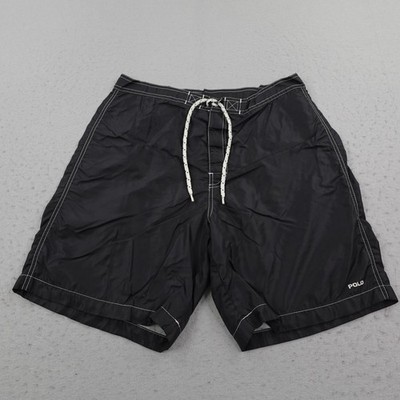 Vintage Ralph Lauren Swim Trunks 34 Black Polo Sport Bathing Suit Board Shorts
