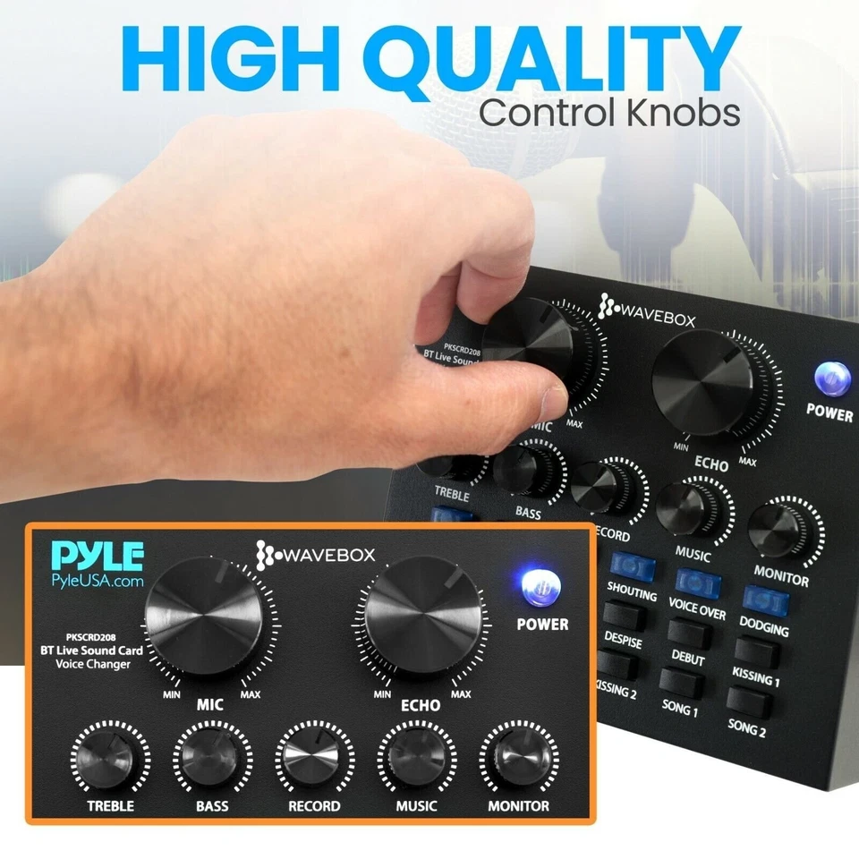 Pyle Bluetooth Voice Changer Live Sound Mixer Card with Multiple Sound Effects - Image 4 of 4