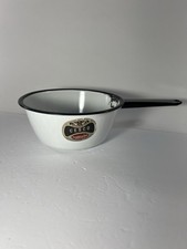 Vintage Enamelware Pan Black Trim 8in Porcelain Steel Farmhouse Made In USA