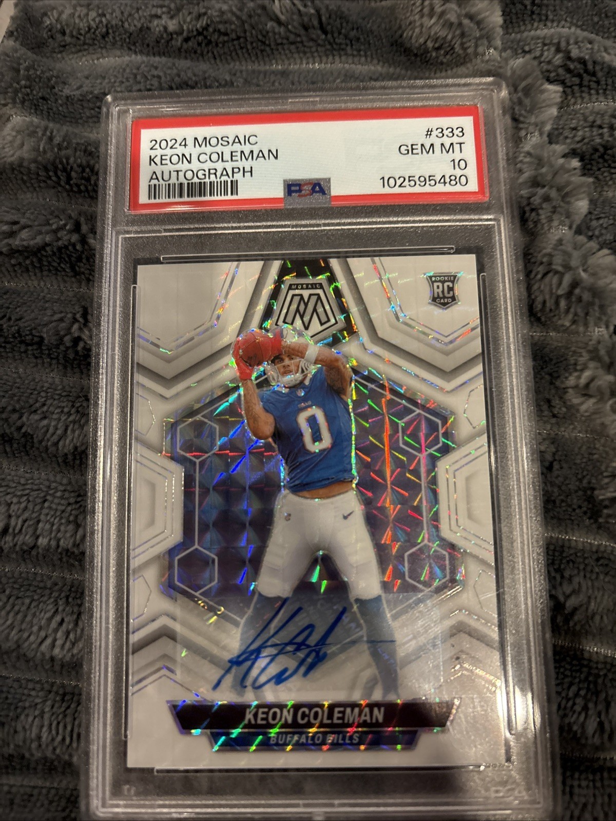 Keon Coleman Bills 2024 Panini Mosaic Rookie Autographs Mosaic #333 RC (PSA 10