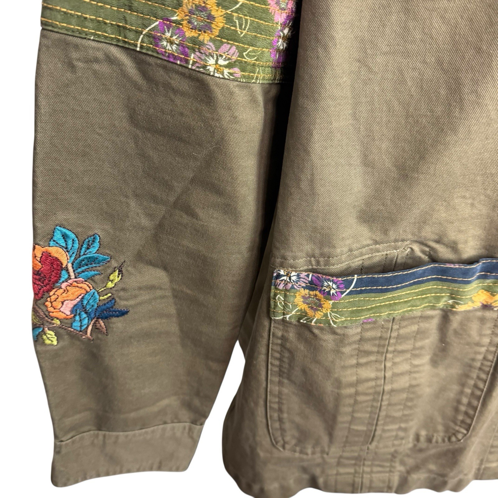 Johnny Was Workshop Patch Work Military Jacket Em… - image 6